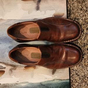 Clarks 70846 Brown Leather Slip On Casual Walking Shoe Round Toe Men Size 10